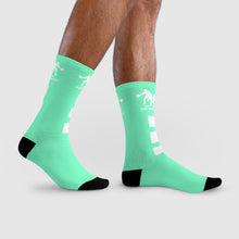 Load image into Gallery viewer, DCYG Dbl Basketball Players Mint Green & White Crew Socks (EU)
