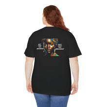 Load image into Gallery viewer, Blk Woman ,Multicolor Scarf & White Unisex Heavy Cotton Tee