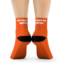 Load image into Gallery viewer, DCYG White Cartoon & Neon Orange Crew Socks
