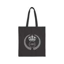 Load image into Gallery viewer, Royalty 24 White Logo & Black Cotton Canvas Tote Bag