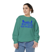 Load image into Gallery viewer, DCYG 24SX Baddies Blue Logo Garment-Dyed Sweatshirt