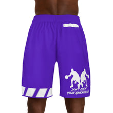 Load image into Gallery viewer, DCYG Dbl Basketball Players Neon Purple & White Men's Shorts