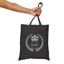 Load image into Gallery viewer, Royalty 24 White Logo & Black Cotton Canvas Tote Bag