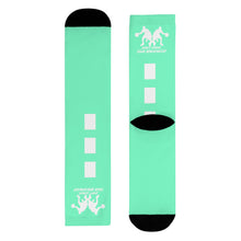 Load image into Gallery viewer, DCYG Dbl Basketball Players Mint Green & White Crew Socks (EU)