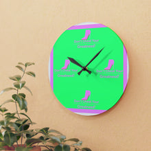 Load image into Gallery viewer, DCYG Pink Red Bottom, Green, Pink & White Acrylic Wall Clock