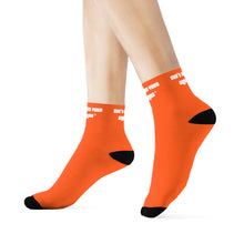 Load image into Gallery viewer, DCYG White Cartoon & Neon Orange Crew Socks