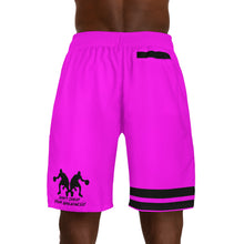 Load image into Gallery viewer, DCYG Dbl Basketball Players Black & Neon Pink Men's Shorts