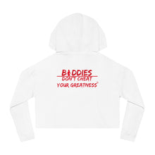Load image into Gallery viewer, DCYG FX Baddies Red Logo Women’s Cropped Hooded Sweatshirt