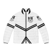 Load image into Gallery viewer, DCYG Black People Unisex Black logo & White Puffer Jacket (AOP)