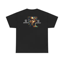 Load image into Gallery viewer, Blk Woman ,Multicolor Scarf & White Unisex Heavy Cotton Tee