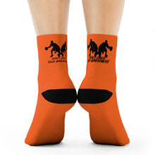 Load image into Gallery viewer, DCYG Black & Orange Dbl Basketball Players Crew Socks