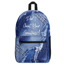 Load image into Gallery viewer, DCYG White Logo & Blue Denim Polyester Vintage Backpack