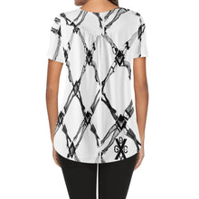 Load image into Gallery viewer, DCYG XD Black & White Womens Scoop Neck Short sleeve Loose Blouse