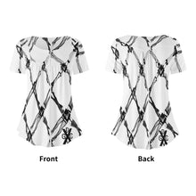 Load image into Gallery viewer, DCYG XD Black & White Womens Scoop Neck Short sleeve Loose Blouse