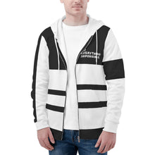 Load image into Gallery viewer, DEI White Logo & Black and White Mens All Over Print Classic Zip Hoodie