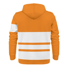Load image into Gallery viewer, DEI White Logo & Orange and White Mens All Over Print Classic Zip Hoodie