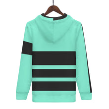 Load image into Gallery viewer, DEI Black Logo, Stripes & Mint Green Mens All Over Print Classic Zip Hoodie