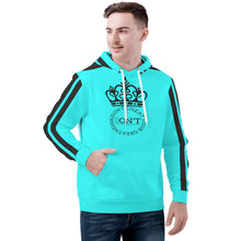 Load image into Gallery viewer, Royalty DON'T D4XV Black Logo, Stripes & Turquois Mens All Over Print Warm Velvets Pair Of Hoodie
