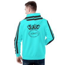 Load image into Gallery viewer, Royalty DON'T D4XV Black Logo, Stripes & Turquois Mens All Over Print Warm Velvets Pair Of Hoodie