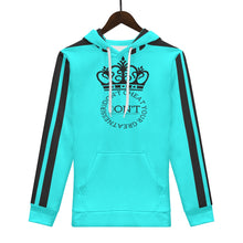 Load image into Gallery viewer, Royalty DON'T D4XV Black Logo, Stripes & Turquois Mens All Over Print Warm Velvets Pair Of Hoodie