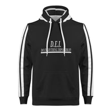 Load image into Gallery viewer, D.E.I. White Logo, Stripes & Black Mens All Over Print Warm Velvets Pair Of Hoodie
