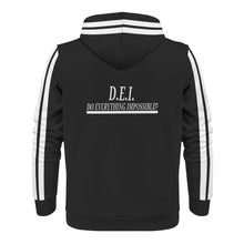 Load image into Gallery viewer, D.E.I. White Logo, Stripes & Black Mens All Over Print Warm Velvets Pair Of Hoodie