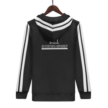 Load image into Gallery viewer, D.E.I. White Logo, Stripes & Black Mens All Over Print Warm Velvets Pair Of Hoodie