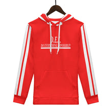 Load image into Gallery viewer, D.E.I. White Logo, Stripes & RED Mens All Over Print Warm Velvets Pair Of Hoodie