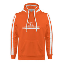 Load image into Gallery viewer, D.E.I. White Logo, Stripes & Orange Mens All Over Print Warm Velvets Pair Of Hoodie