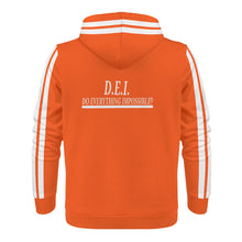 Load image into Gallery viewer, D.E.I. White Logo, Stripes & Orange Mens All Over Print Warm Velvets Pair Of Hoodie
