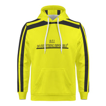 Load image into Gallery viewer, D.E.I. Black Logo, Stripes & Yellow Mens All Over Print Warm Velvets Pair Of Hoodie