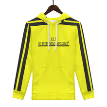 Load image into Gallery viewer, D.E.I. Black Logo, Stripes & Yellow Mens All Over Print Warm Velvets Pair Of Hoodie