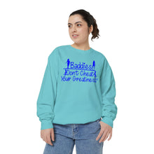 Load image into Gallery viewer, DCYG 24SX Baddies Blue Logo Garment-Dyed Sweatshirt