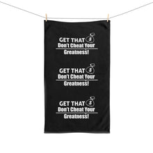 Load image into Gallery viewer, DCYG Get That Bag White logo & Black Hand Towel