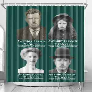 4 Irish Ancestors Planned My Success, White Logo, Forest Green Shower Curtain