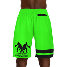Load image into Gallery viewer, DCYG Dbl Basketball Players Black & Neon Green Men's Shorts