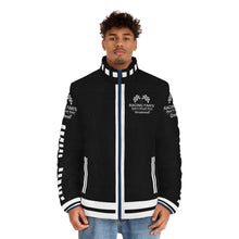 Load image into Gallery viewer, DCYG Racing Fans White Logo & Black Unisex Puffer Jacket (AOP)