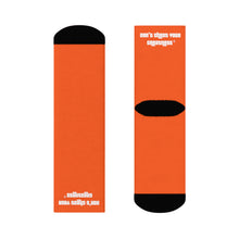 Load image into Gallery viewer, DCYG White Cartoon & Neon Orange Crew Socks