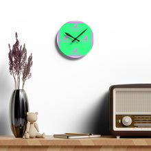 Load image into Gallery viewer, DCYG Pink Red Bottom, Green, Pink & White Acrylic Wall Clock