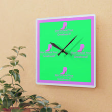 Load image into Gallery viewer, DCYG Pink Red Bottom, Green, Pink & White Acrylic Wall Clock