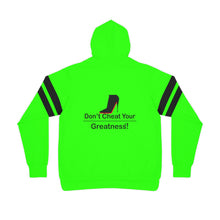 Load image into Gallery viewer, DCYG Black Red Bottoms & Neon Green Hoodie (AOP)