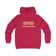 Load image into Gallery viewer, DCYG FX Baddies Yellow Logo Girlie College Hoodie