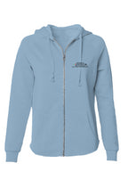 Load image into Gallery viewer, Ancestors Italian Blue Logo Womens Lightweight Wash Zip Hoodie