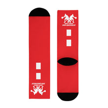 Load image into Gallery viewer, DCYG Dbl Basketball Players White & Red Crew Socks (EU)
