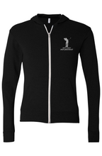 Load image into Gallery viewer, Male Golfer , White Logo Triblend Full-Zip Lightweight Hoodies