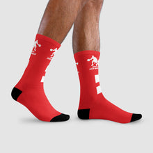 Load image into Gallery viewer, DCYG Dbl Basketball Players White & Red Crew Socks (EU)