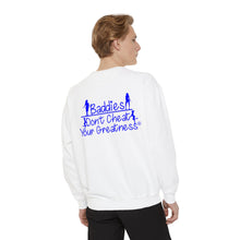 Load image into Gallery viewer, DCYG 24SX Baddies Blue Logo Garment-Dyed Sweatshirt