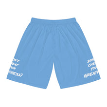 Load image into Gallery viewer, DCYG 2nd EDITION White & Light Blue Basketball Shorts