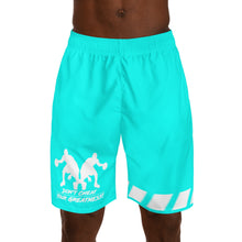 Load image into Gallery viewer, DCYG Dbl Basketball Players Neon Turquoise & White Men's Shorts