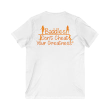 Load image into Gallery viewer, DCYG 24SX Baddies Orange logo Unisex Jersey Short Sleeve V-Neck Tee